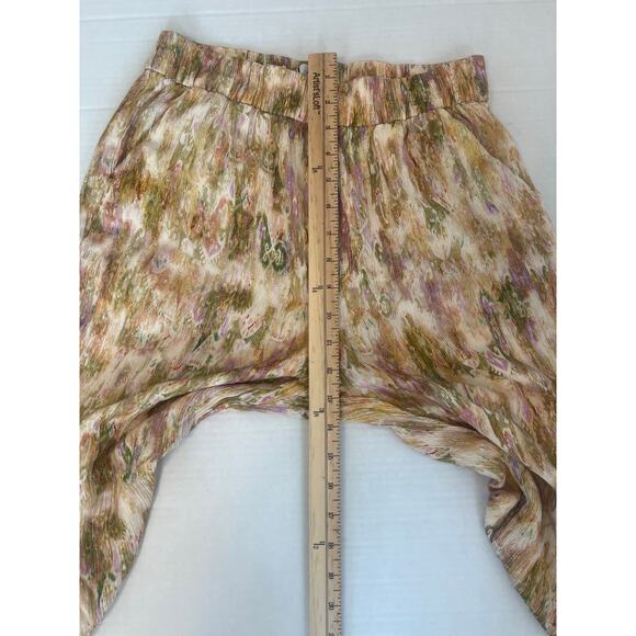 Zara crinkle effect wide leg cropped trousers multicolored abstract tie -dye SML - Picture 9 of 11